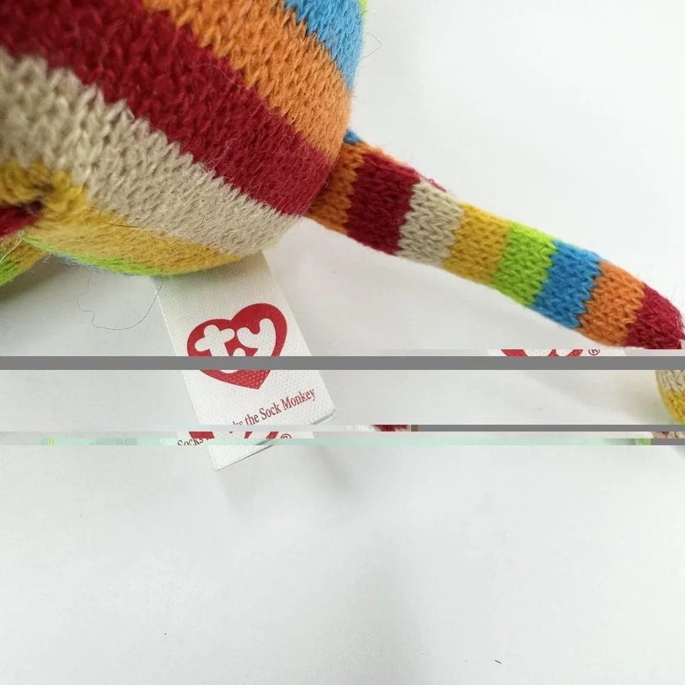 Ty Beanie Baby Socks the Sock Monkey Multicolor Stripes 9